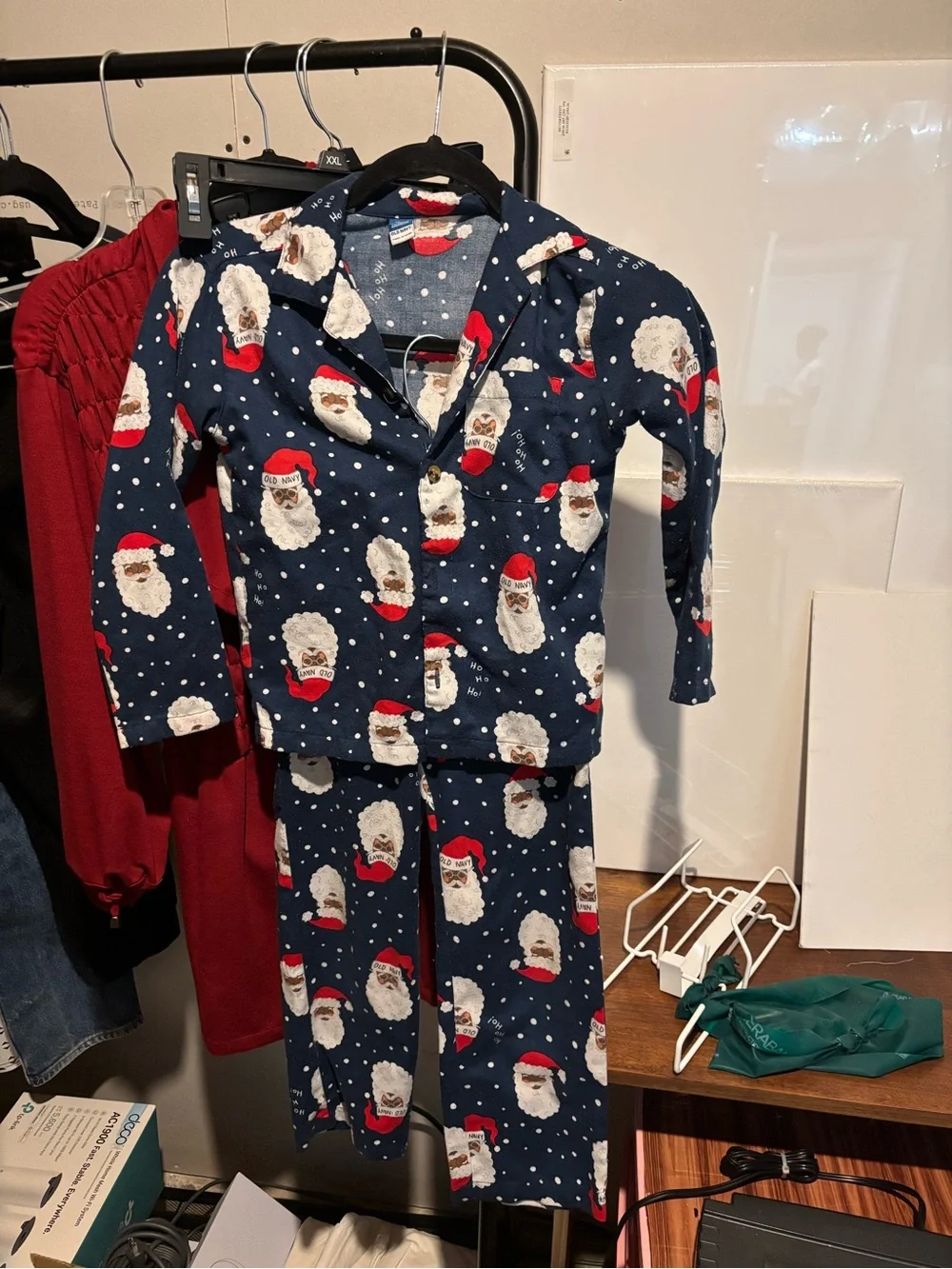 Old Navy Navy Santa Holiday Button-Up